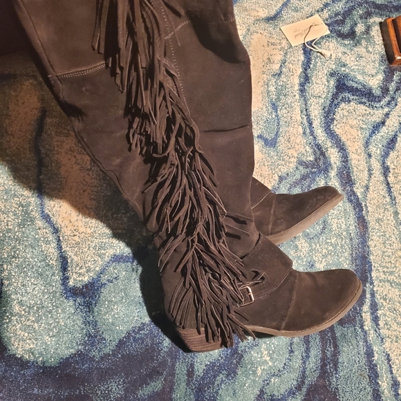 EUC KNEE HIGH FRINGE BOOTS SZ 10 - Picture 9 of 12